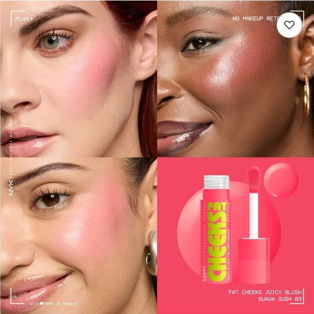 🦋 NYX GUAVA GUSH - PINKY CORAL Fat Cheeks Juicy Dewy Liquid Blush New FullSz